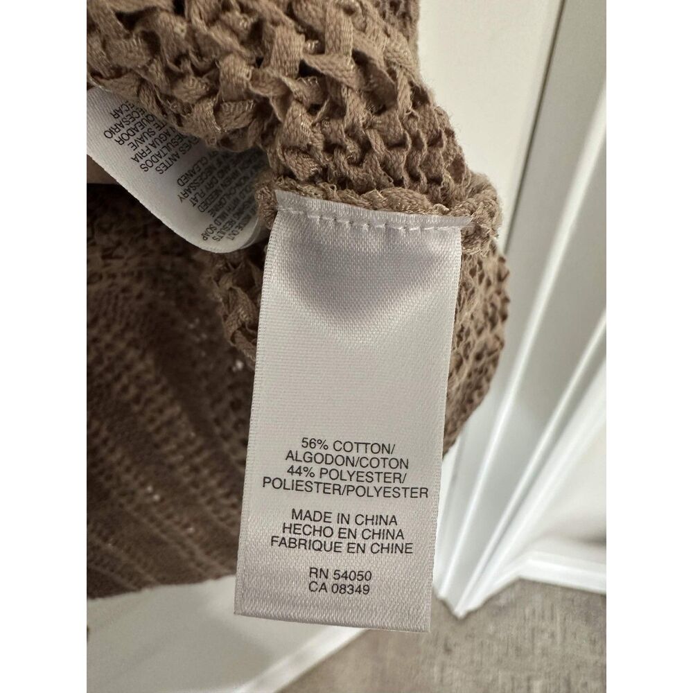 NWT Jones New York Signature V-Neck Open Knit Sweater Oatmeal Size L Boho Chic - Picture 5 of 8